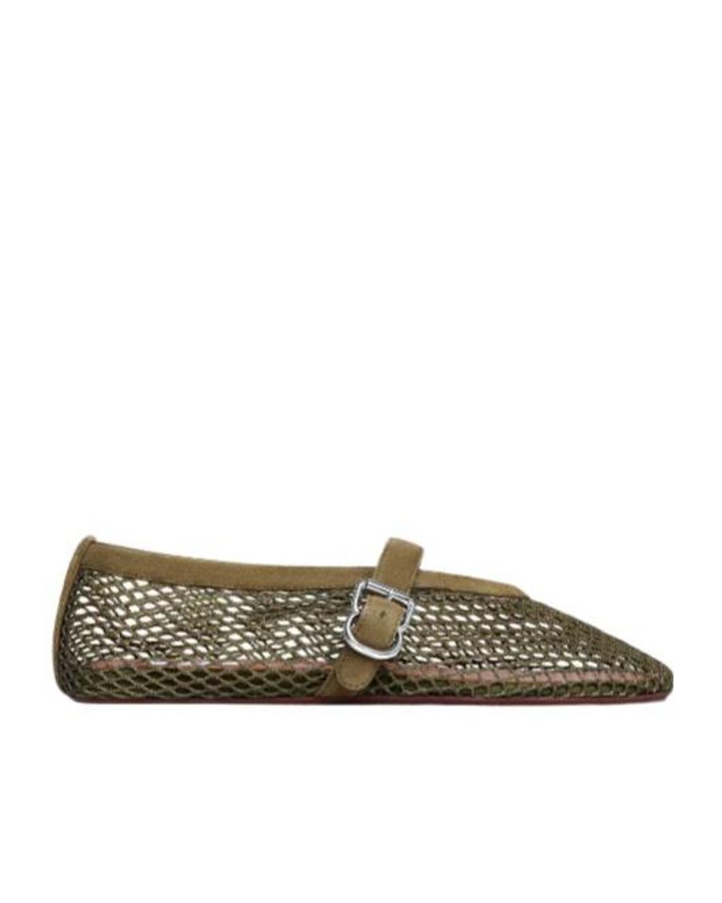 Alaïa Brown Alaïa Fishnet Buckled Ballet Flats