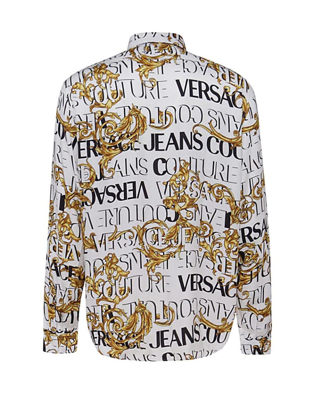 Versace Jeans White Couture Baroque Printed Button-Down Shirt for men