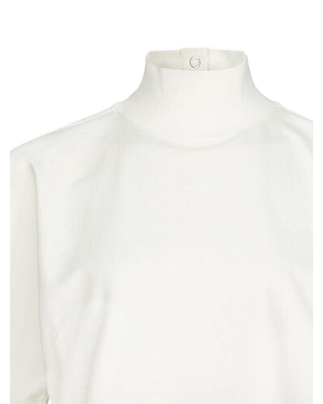 Alaïa White Alaïa Cropped High-Neck Buttoned Top