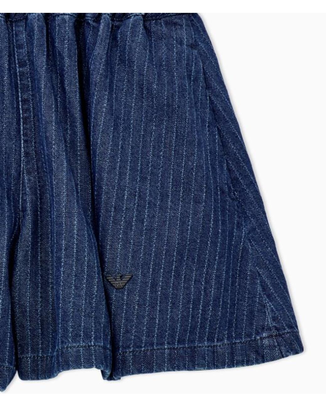 Emporio Armani Blue Pinstriped Denim Shorts