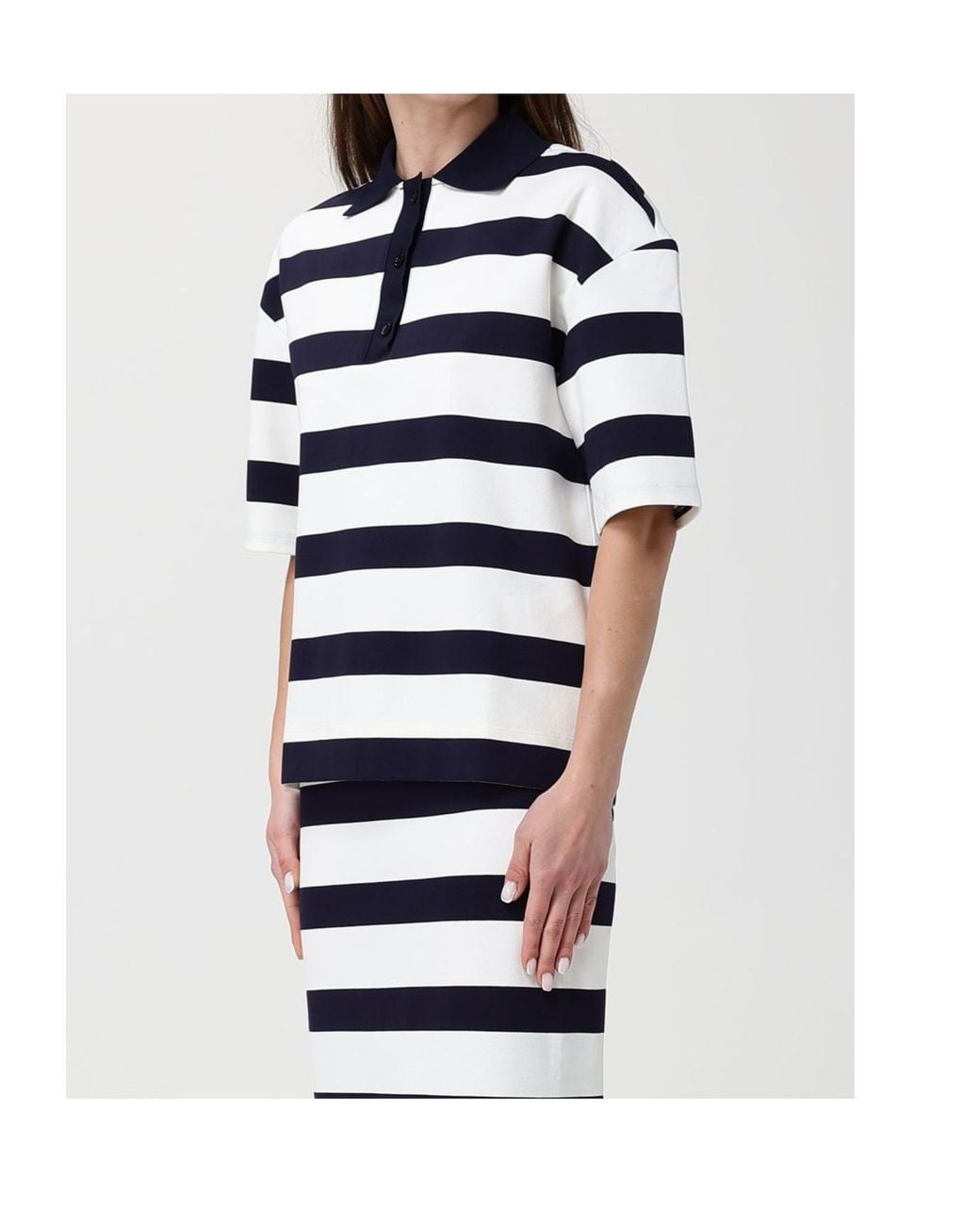 Max Mara Blue Striped Short-Sleeve Polo Shirt