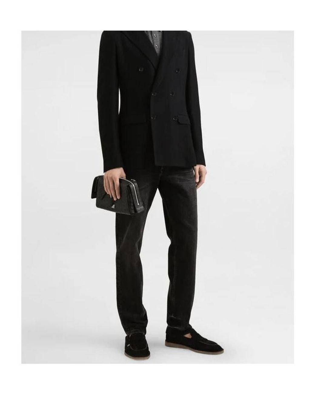 Dolce & Gabbana Black Logo Patch Straight-Leg Jeans for men