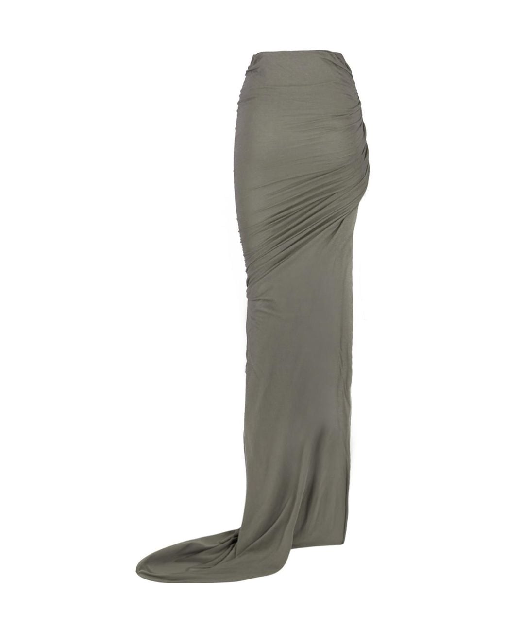 Rick Owens Green Ruched Maxi Skirt