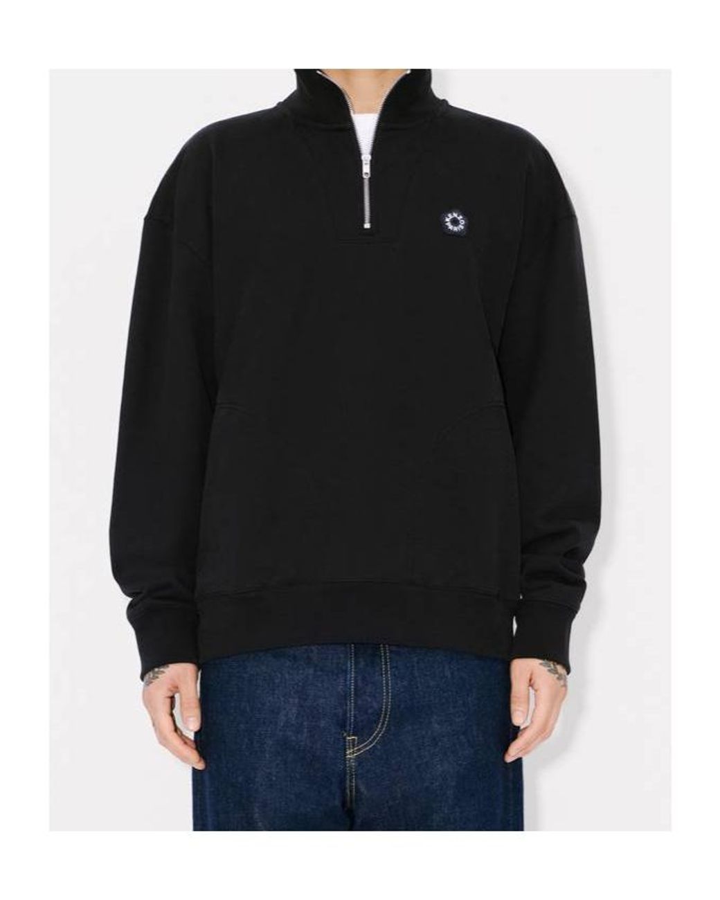KENZO Black Boke Flower 2.0 Embroidered Zipped Sweatshirt for men