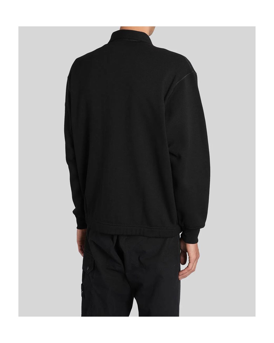 Stone Island Black Logo Patch Zip-Up Sweatshirt for men