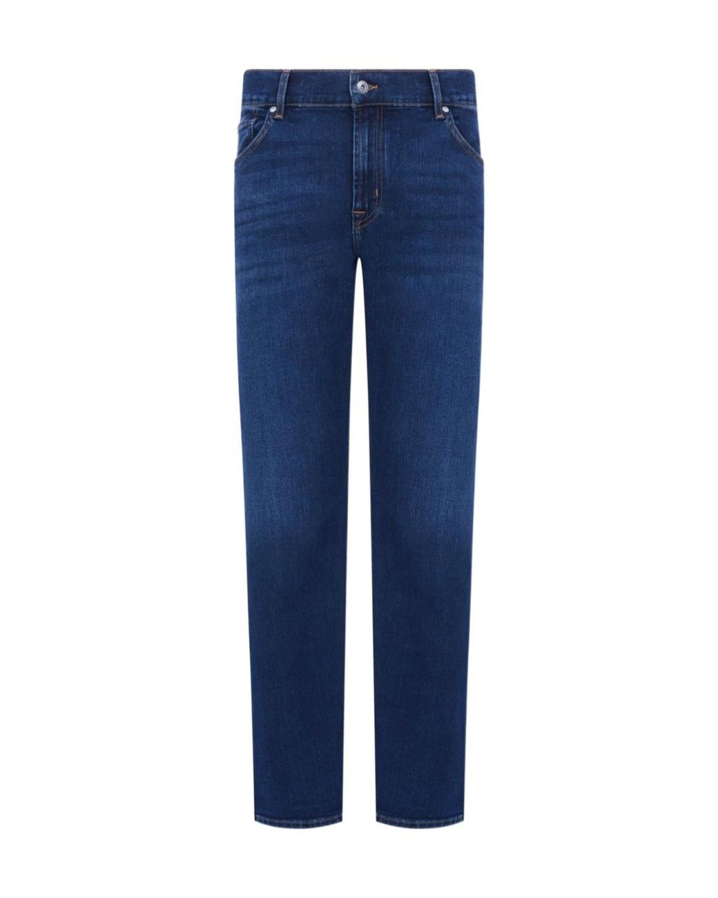 7 For All Mankind Blue Straight-Leg Stretch Jeans for men