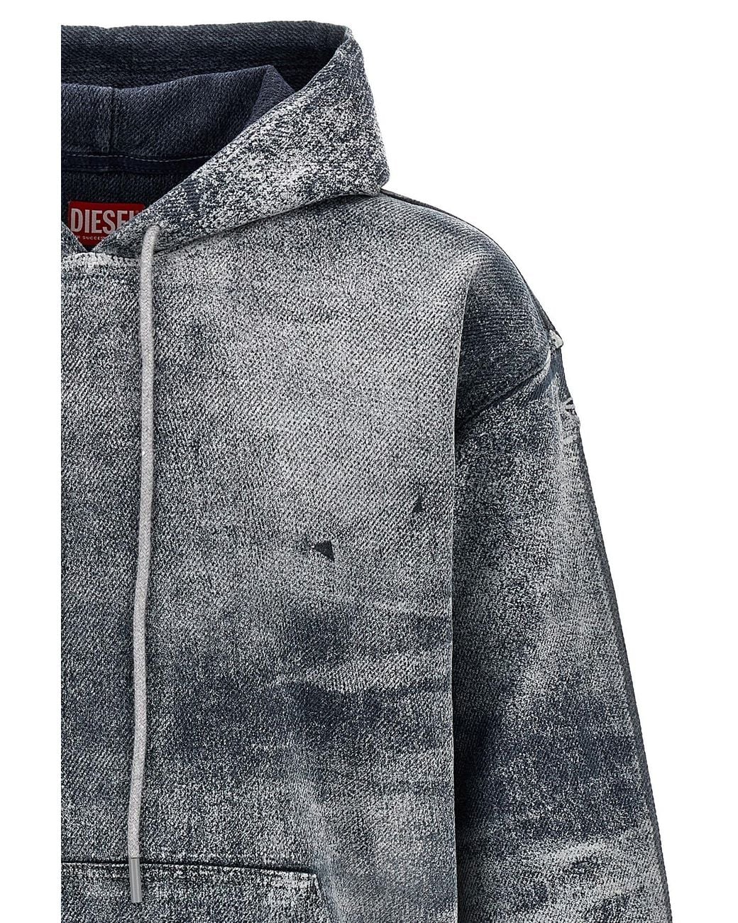 DIESEL Gray Patent Leather Hoodie Sweatshirt for men