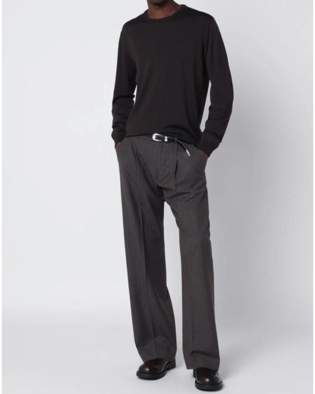 Roberto Collina Blue Fine-Knit Crew-Neck Sweater for men