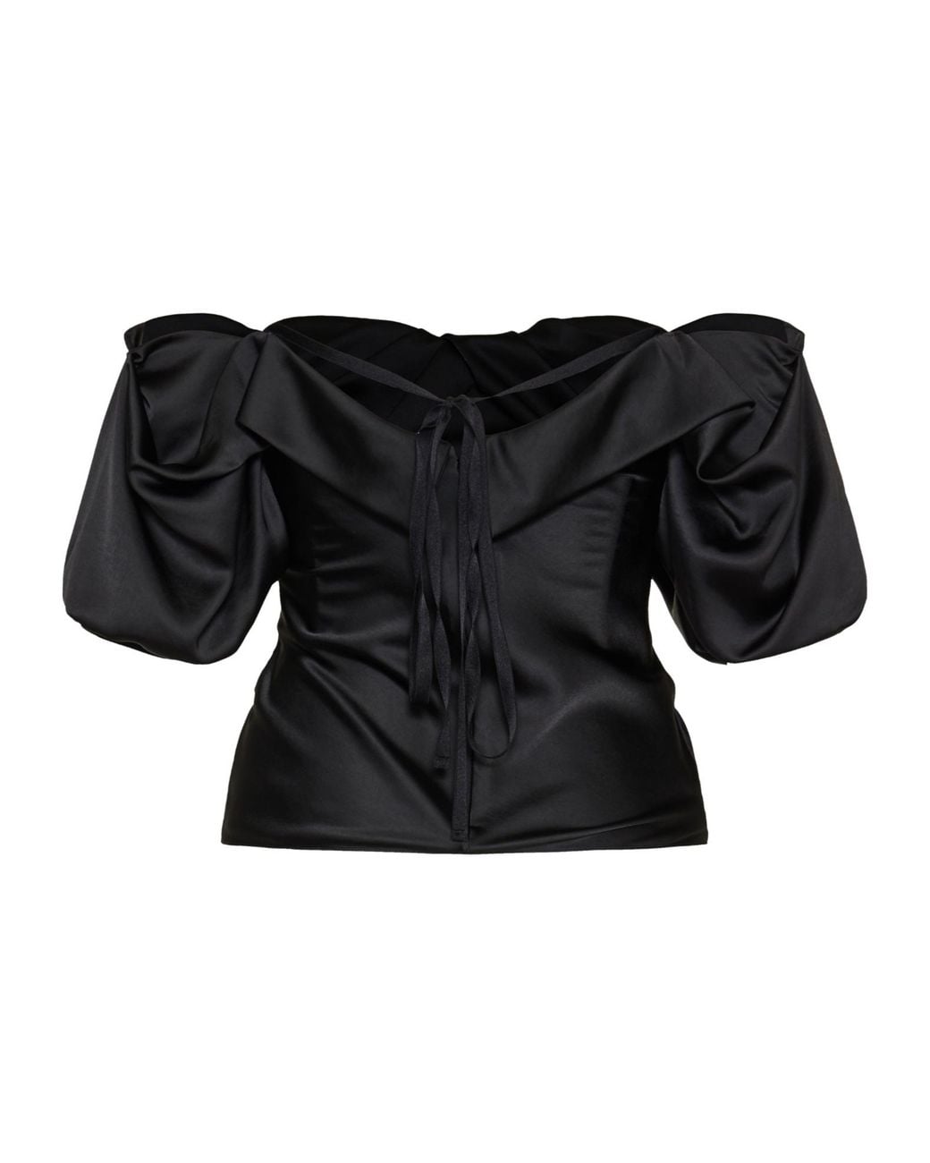 McQueen Black Off-The-Shoulder Draped Top