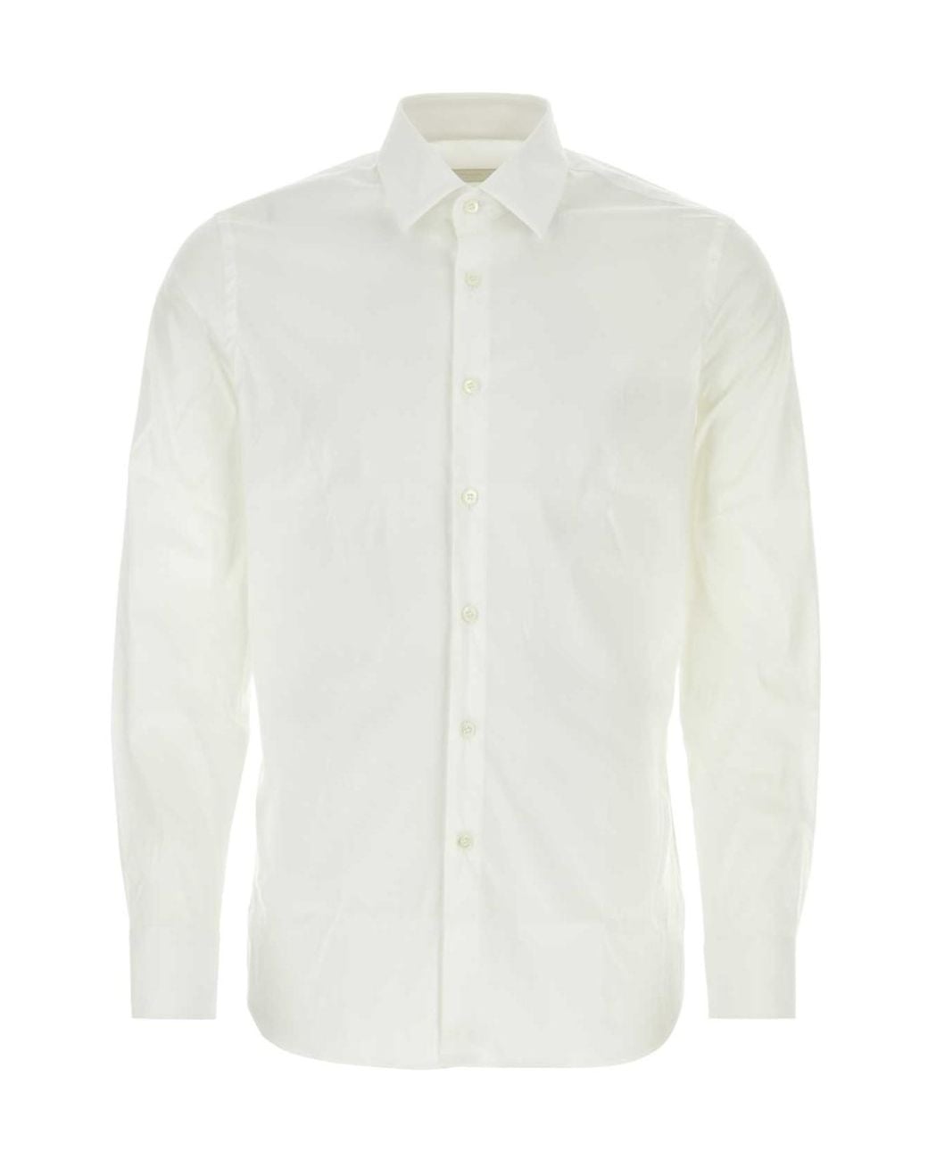 Prada White Long-Sleeved Poplin Shirt for men