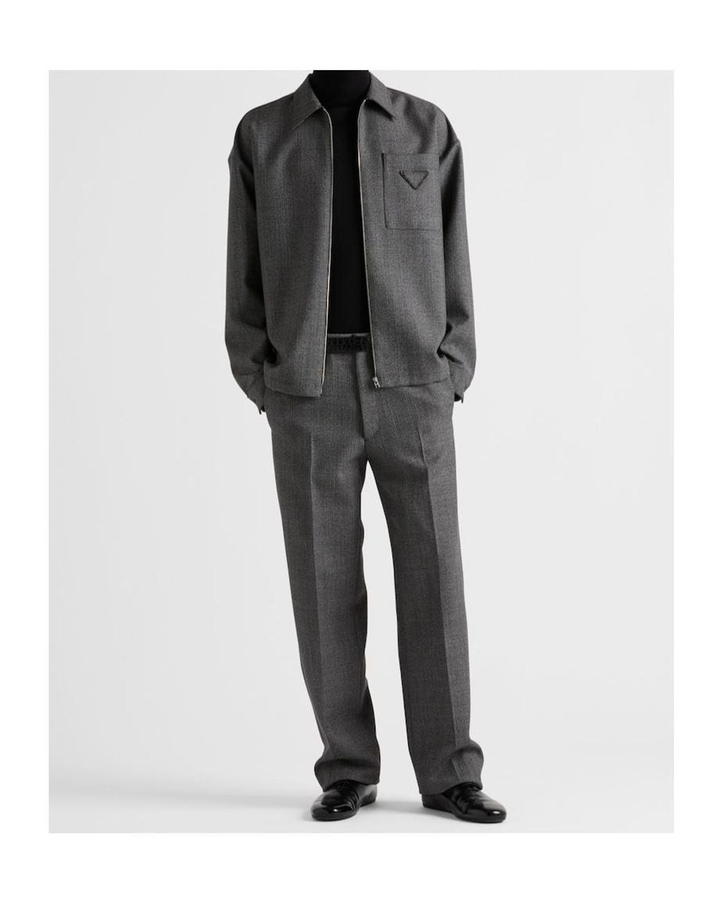 Prada Gray Wool Pants for men