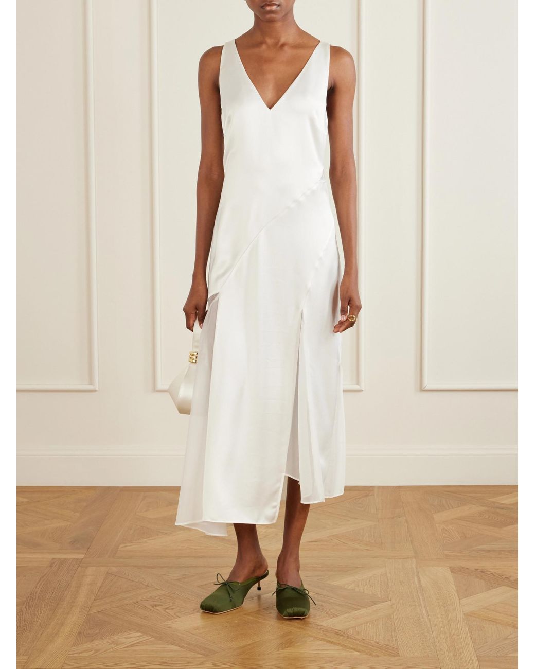 Simone Rocha Green Bow-Detailed Satin Pumps