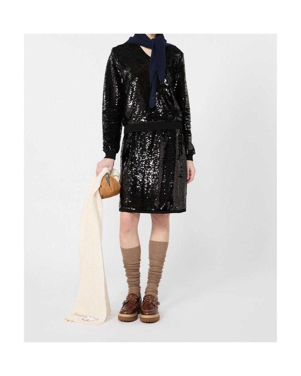 Weekend by Maxmara Black Short Jersey And Sequin Skirt