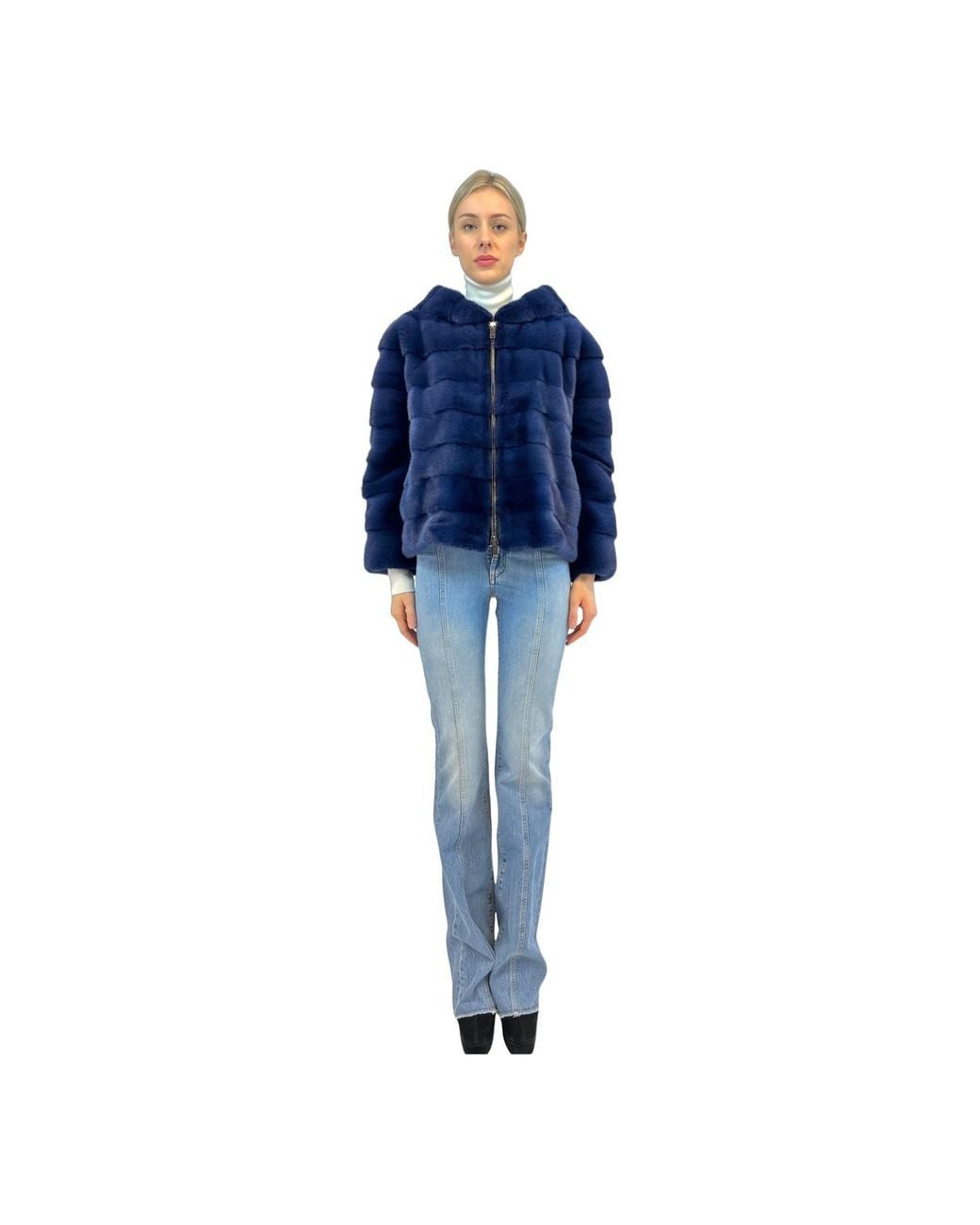 Liska Blue Hooded Fur
