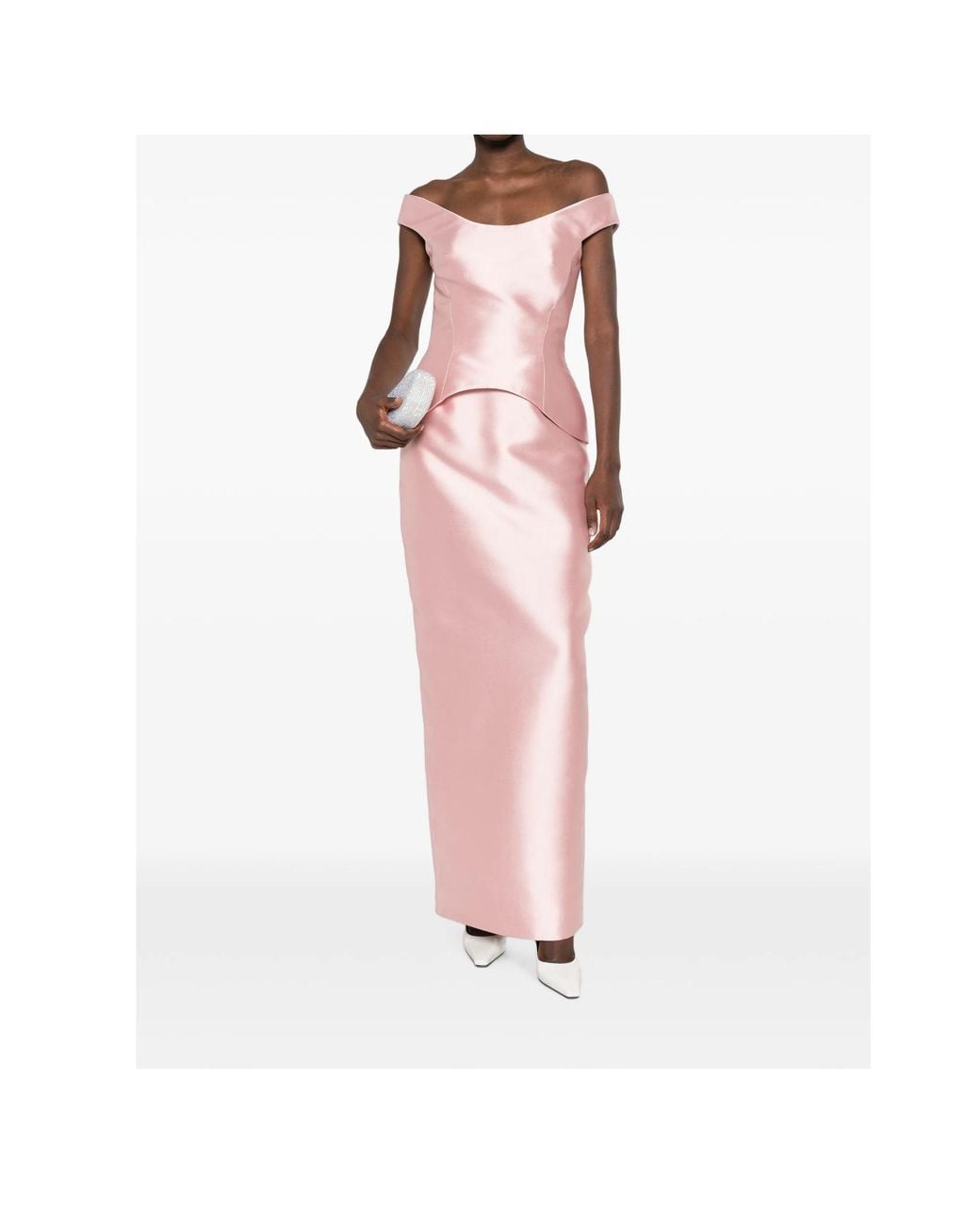 Solace London Pink Off-The-Shoulder Dress