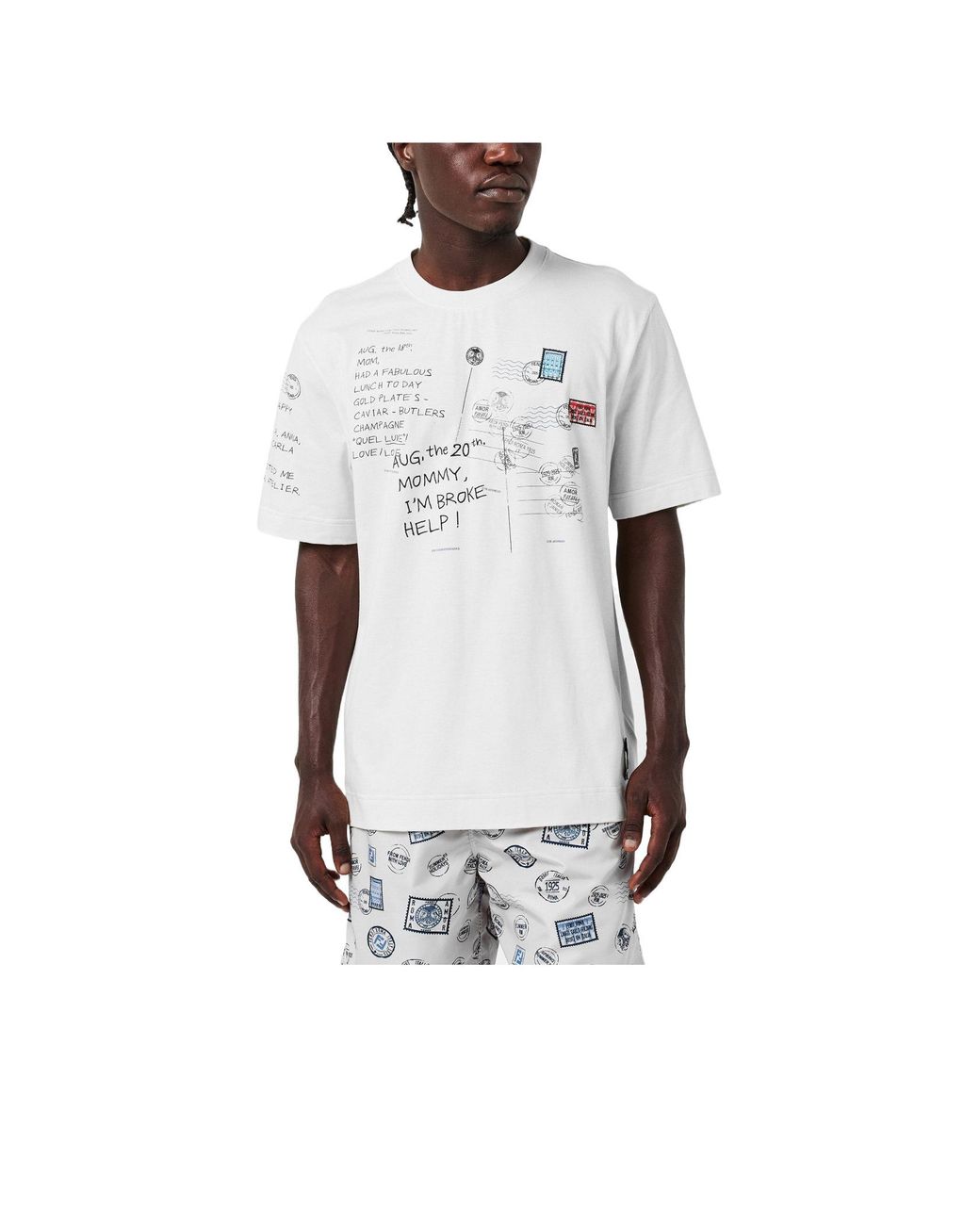 Fendi White Postcardprint Tshirt for men