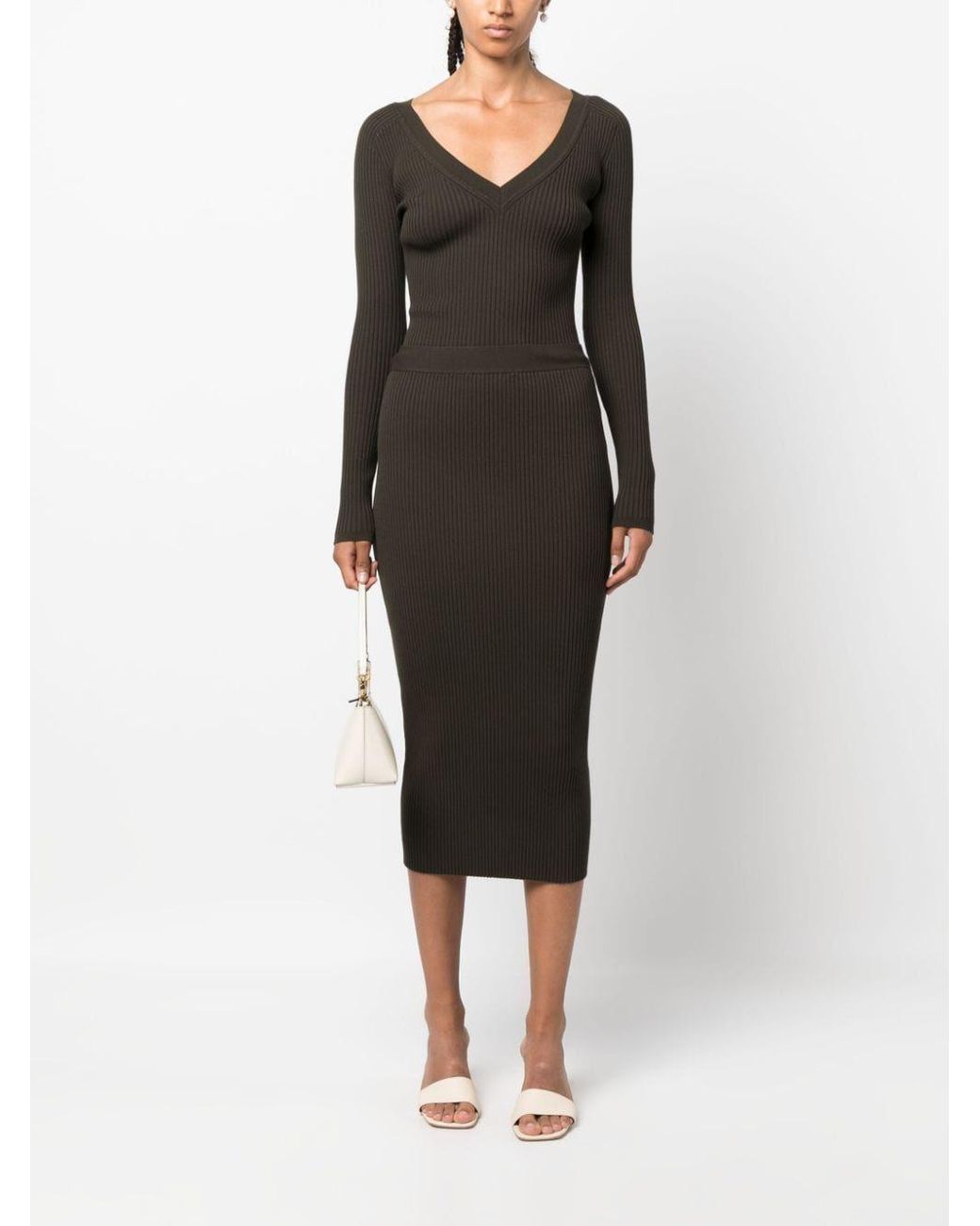 P.A.R.O.S.H. Black Ribbed Skirt