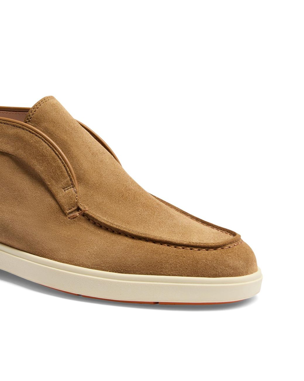 Santoni Brown Round-Toe Slip-On Loafers