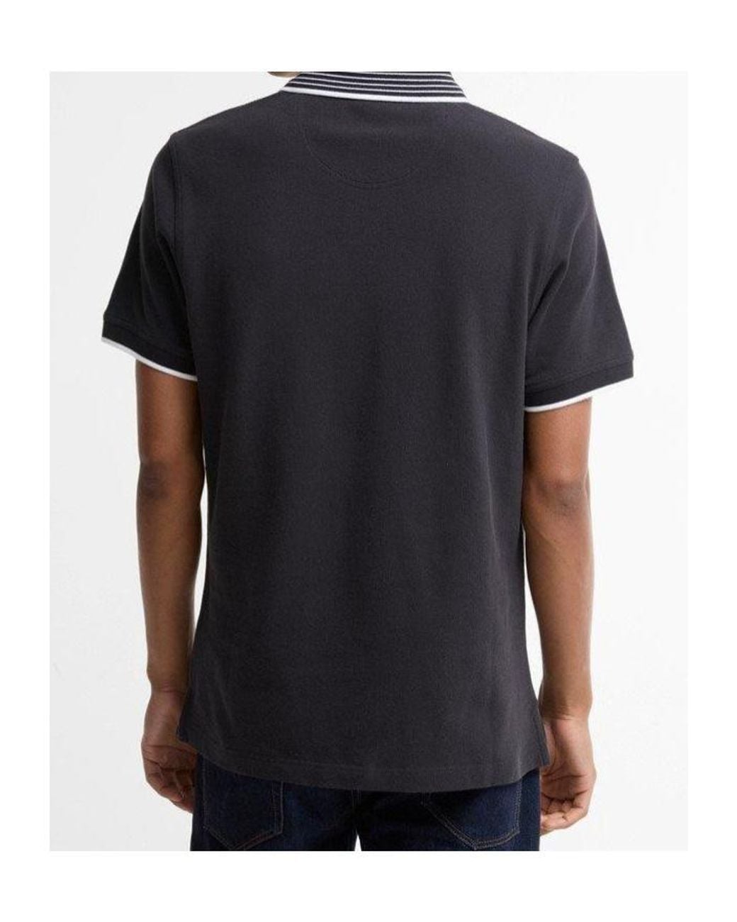 Barbour Black Short-Sleeved Polo Shirt for men