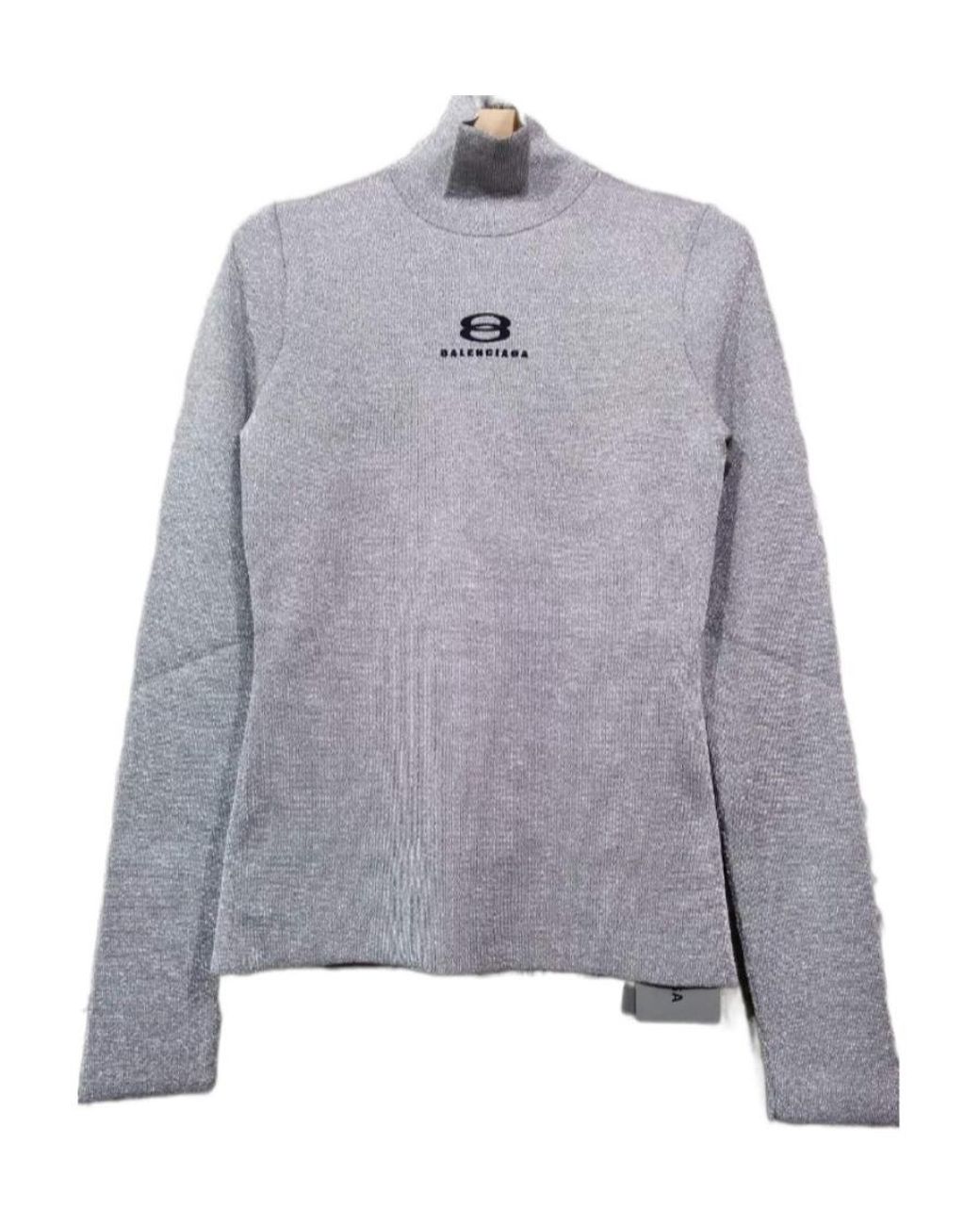 Balenciaga Gray High-Neck Long-Sleeved Sweater