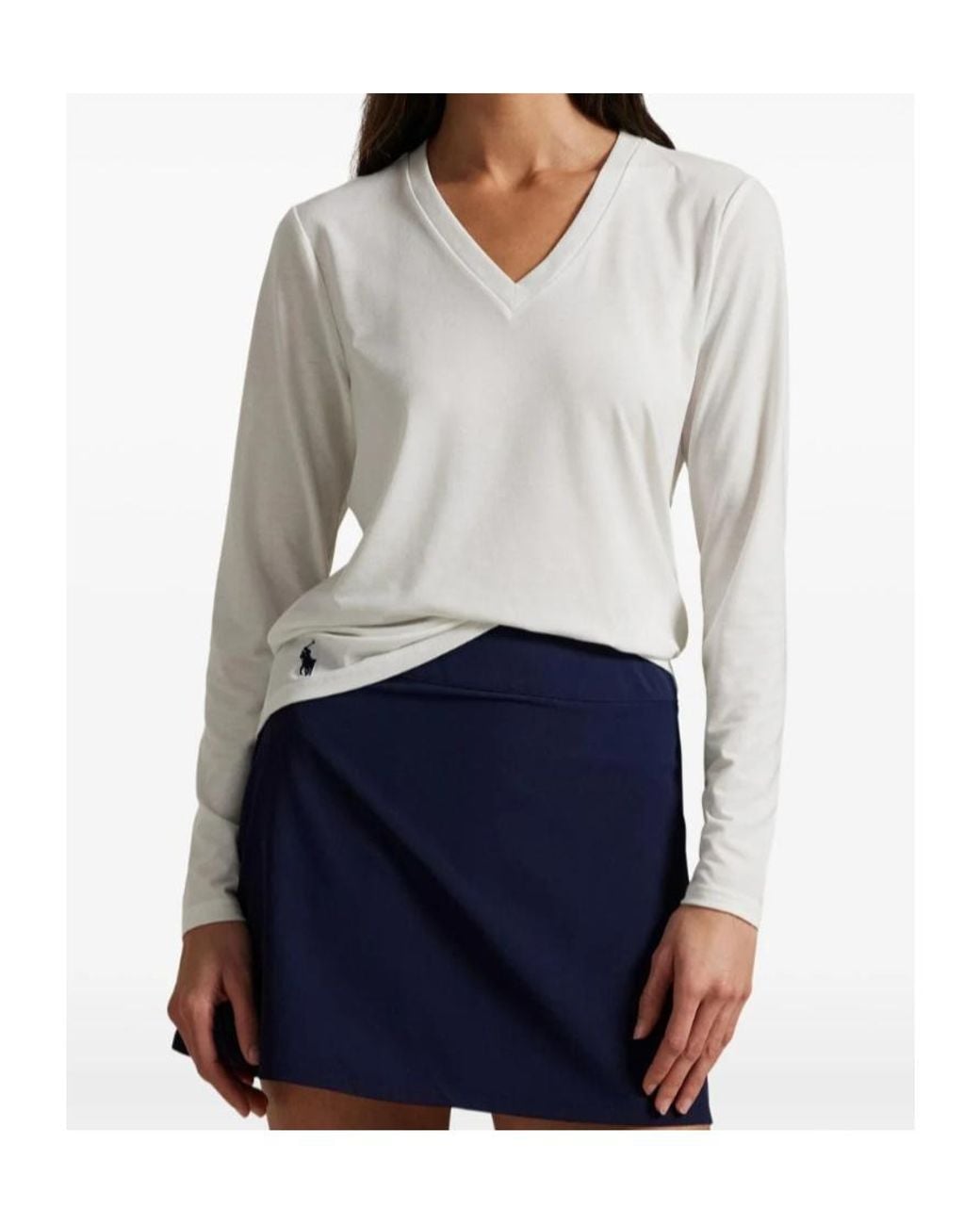Polo Ralph Lauren White Long-Sleeve V-Neck T-Shirt
