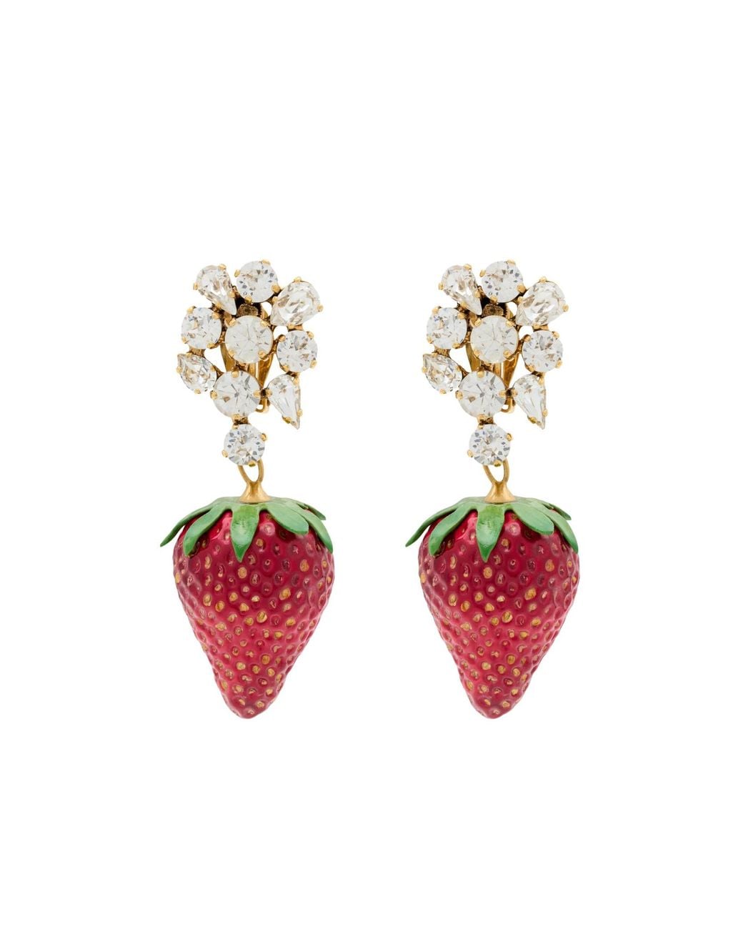 Saint Laurent Pink Embellished Strawberry Earrings