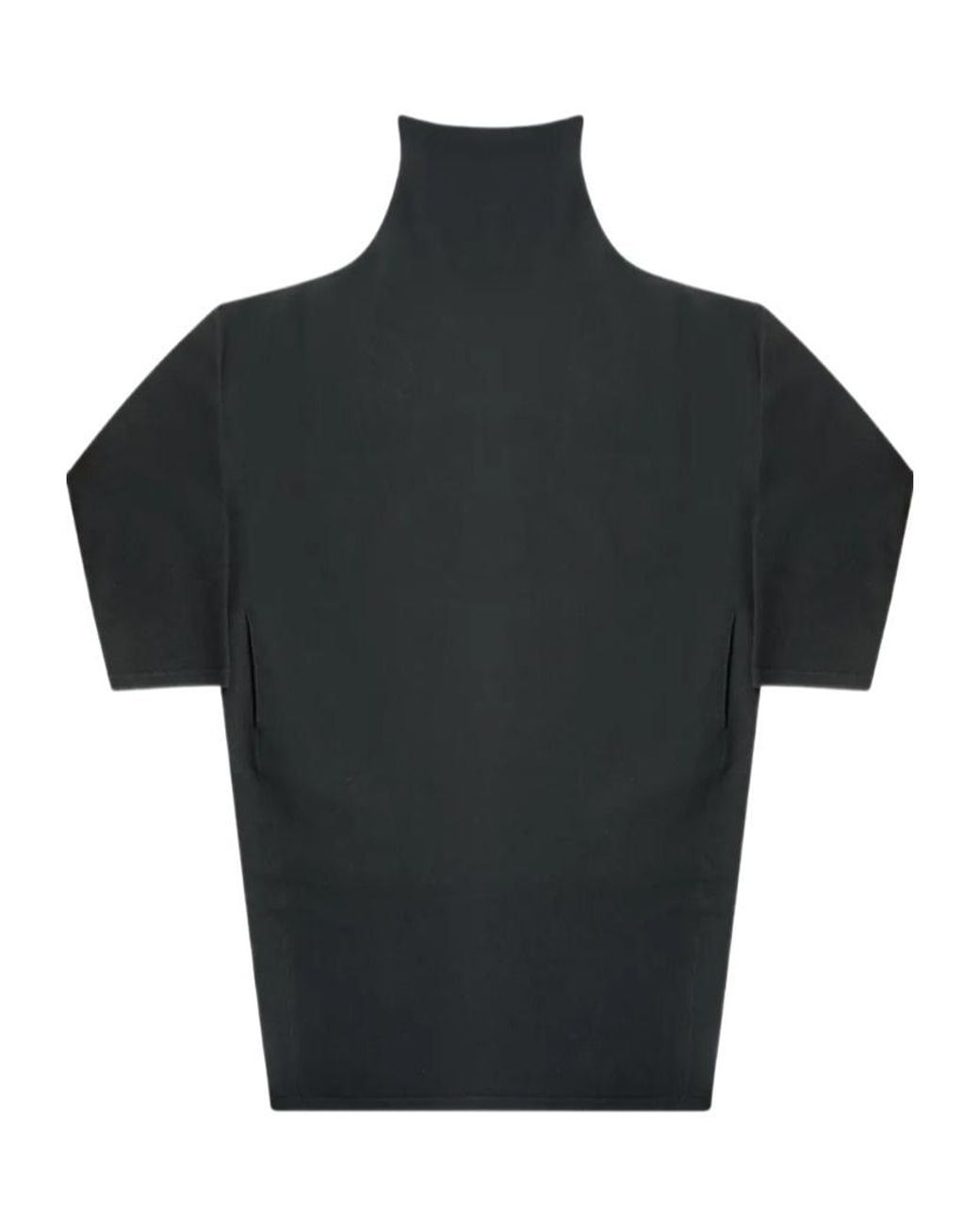 The Row Black Funnel-Neck Short-Sleeve Top