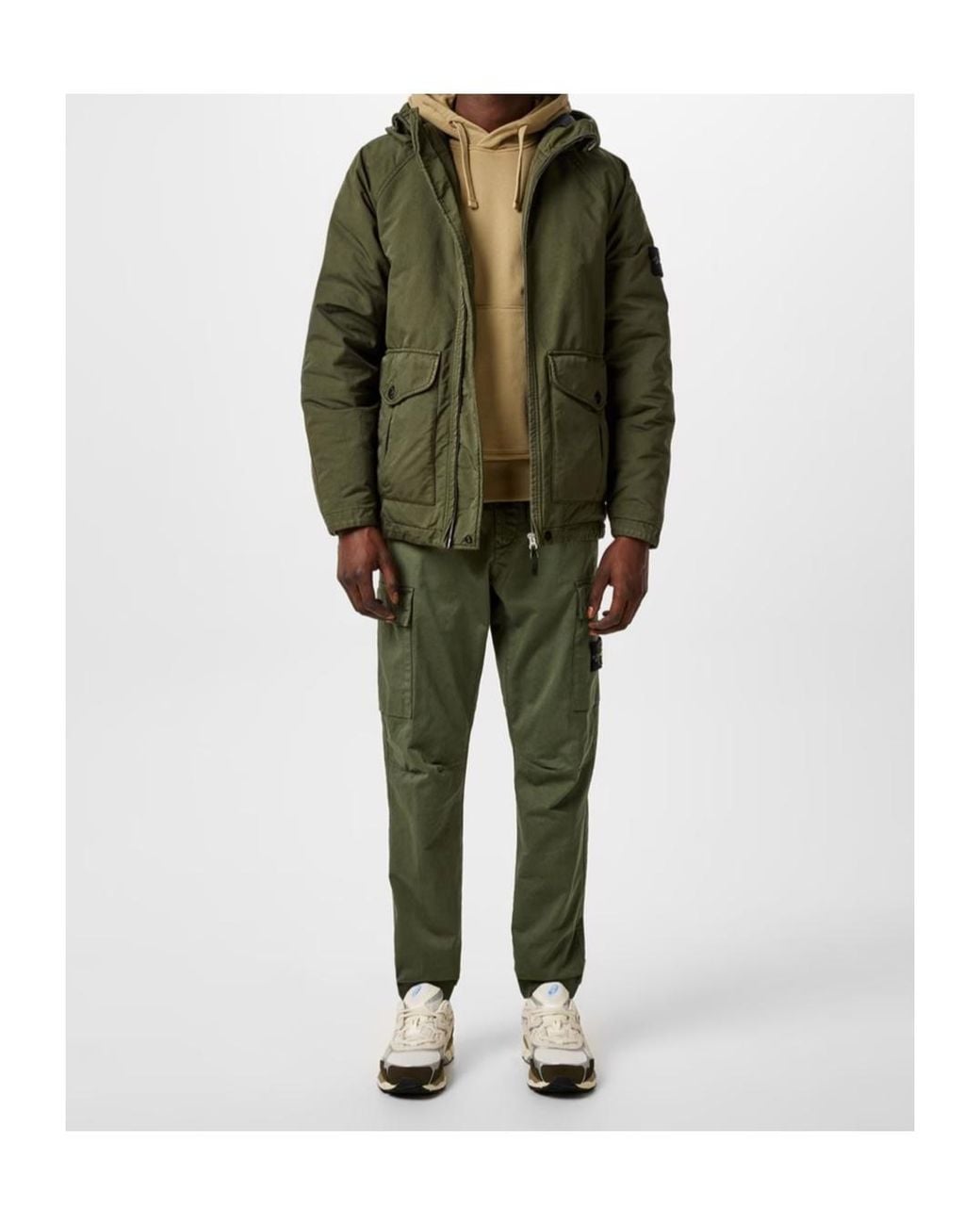 Stone Island Green Raso Cargo Trousers for men