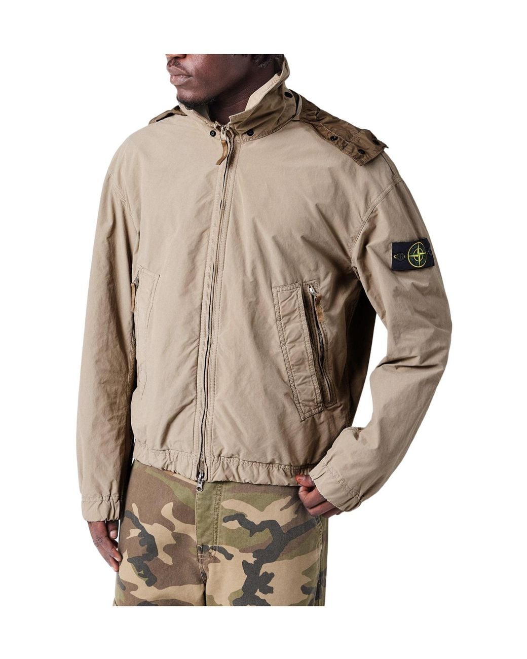 Stone Island Natural Stand-Collar Zip-Up Jacket for men