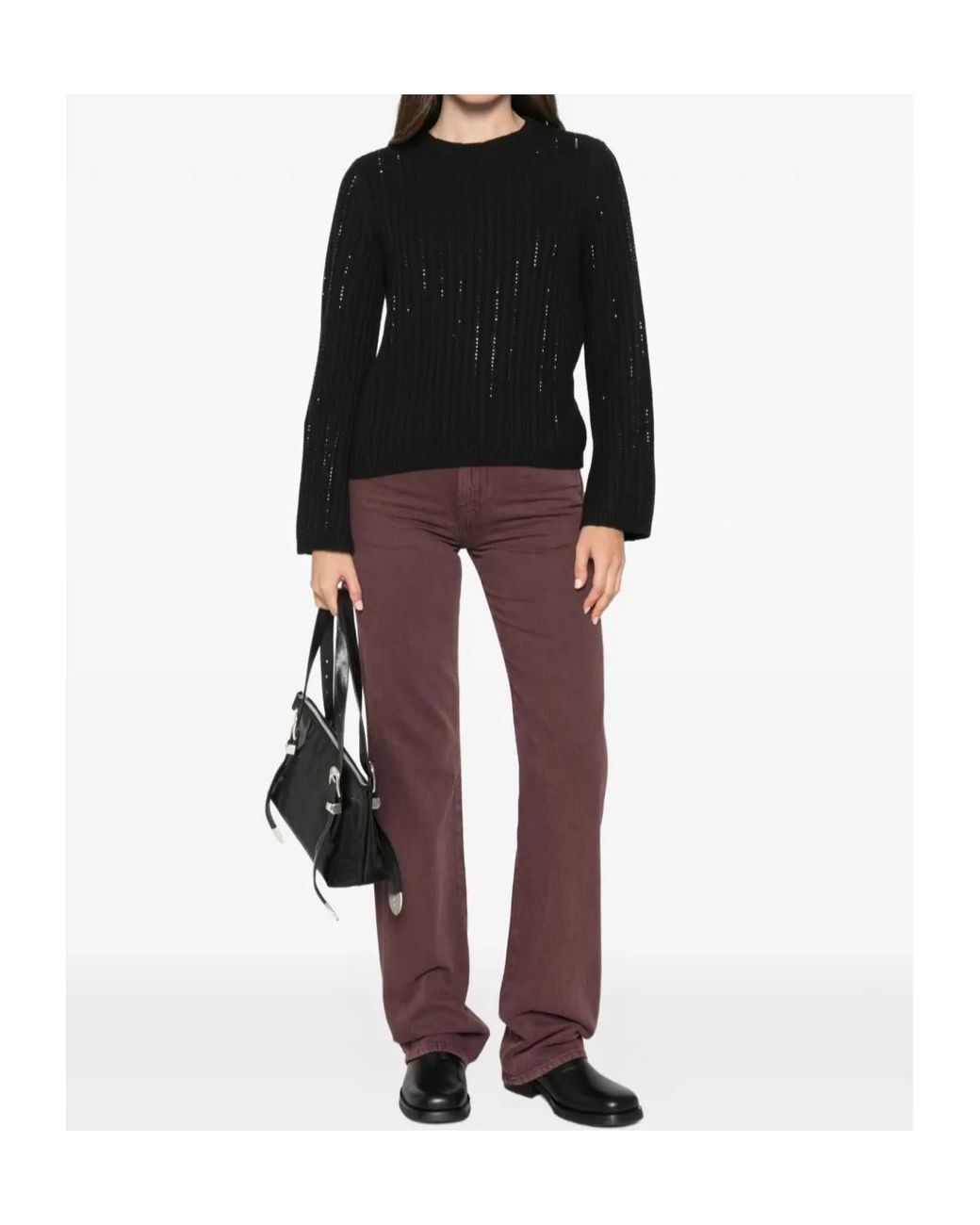 Twinset Blue Rhinestone Knit Knitted Sweater