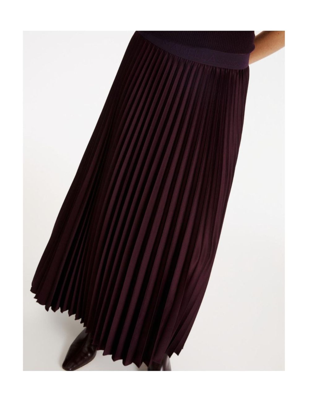 Marella Black Pleated Satin Skirt