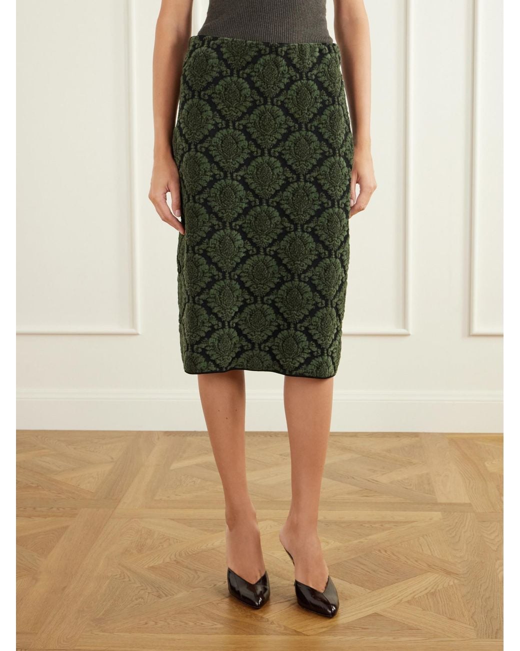 ShuShu/Tong Green Jacquard Skirt