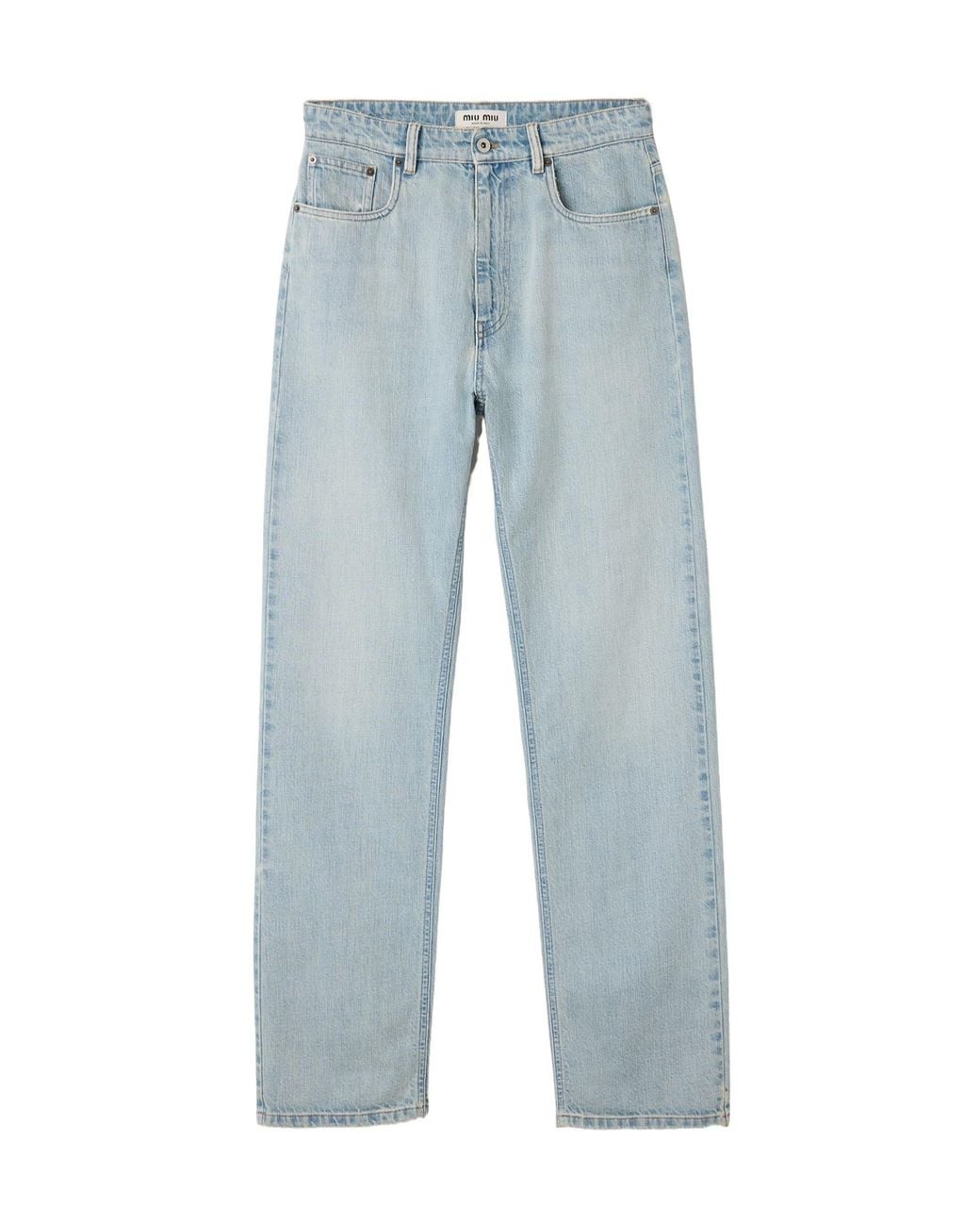Miu Miu Blue Five-Pocket Washed Denim Jeans