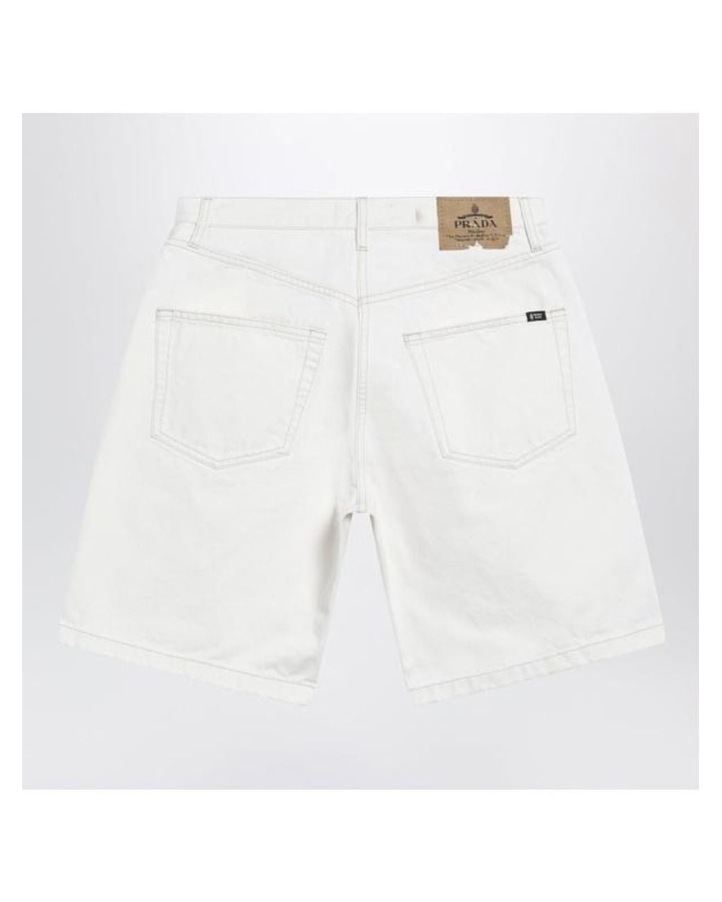 Prada White Old Denim Bermudas