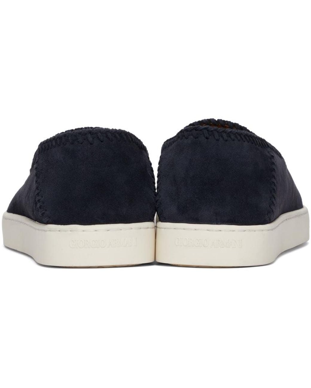 Giorgio Armani Blue Slip-On Round Toe Sneakers for men