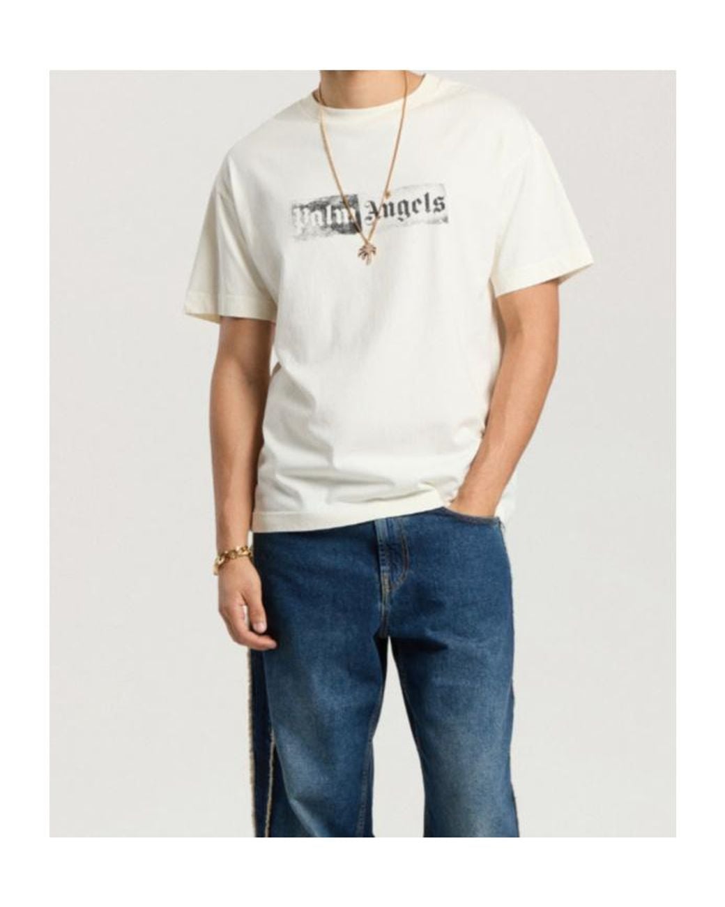 Palm Angels White Relaxed T-Shirt for men