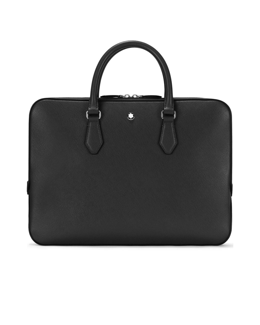 Montblanc Black Logo-Plaque Leather Laptop Bag for men