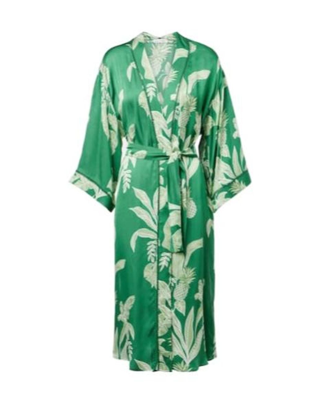 Poupette Green Erica Floral Satin Kaftan
