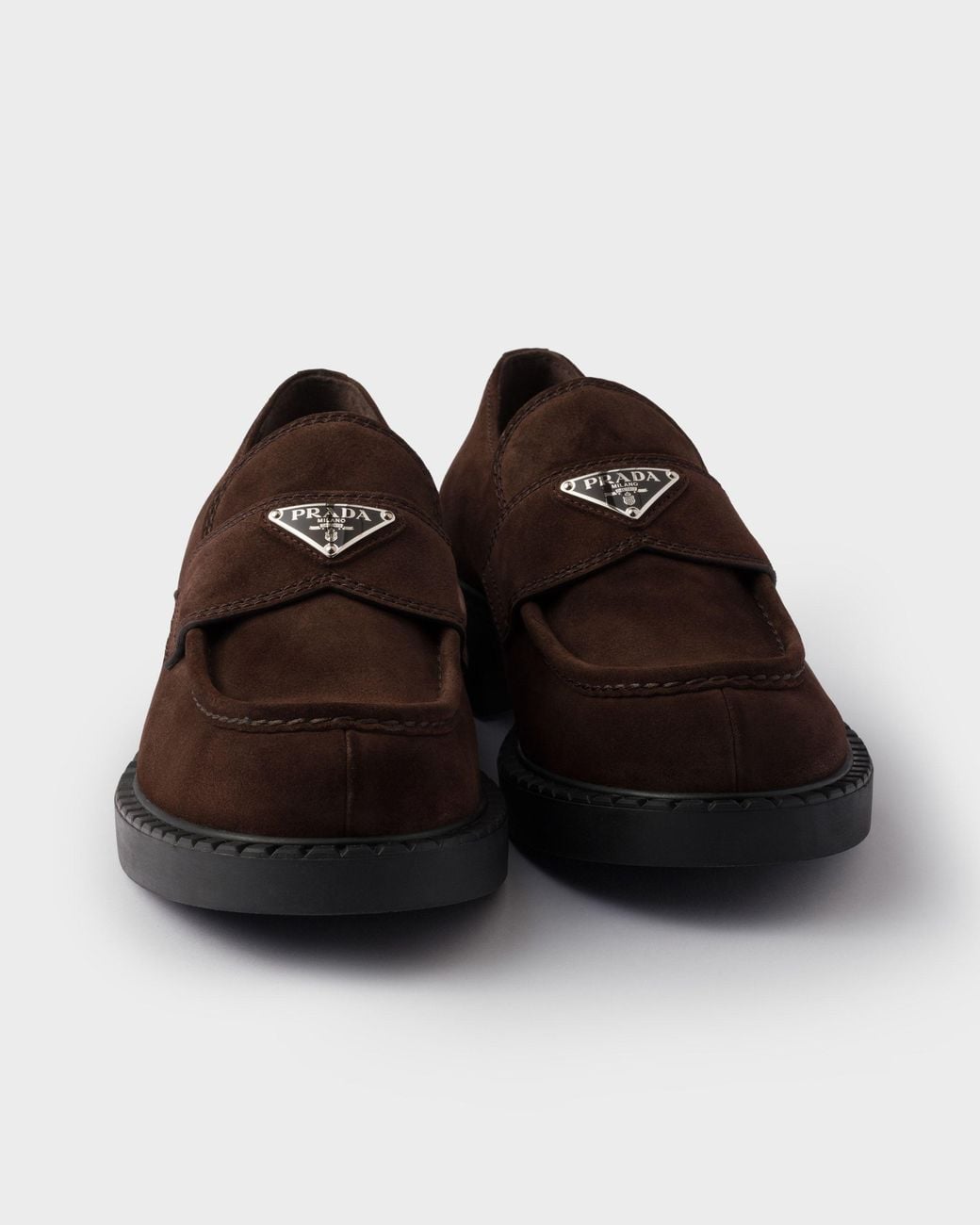 Prada Brown Chocolate Suede Loafers for men