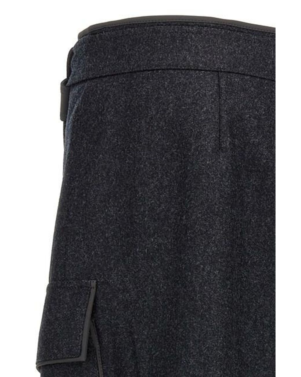 Brunello Cucinelli Black Wrap Midi Skirt