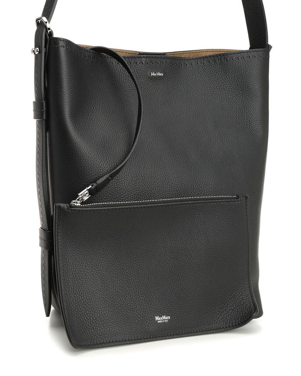 Max Mara Black マックスマーラ ロゴレタリング ショルダーバッグ
