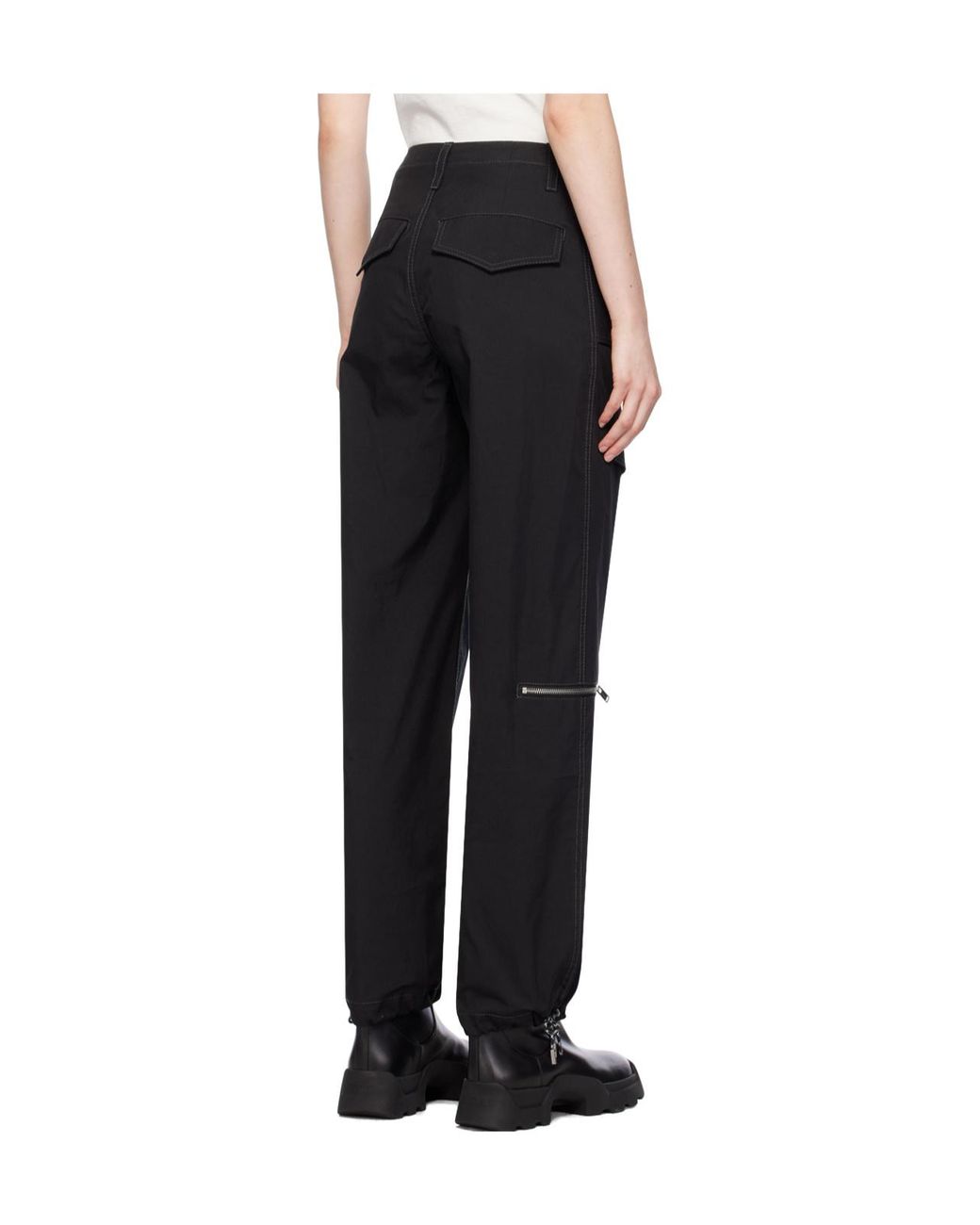 Dion Lee Black Lace-Up Twill Cargo Trousers for men
