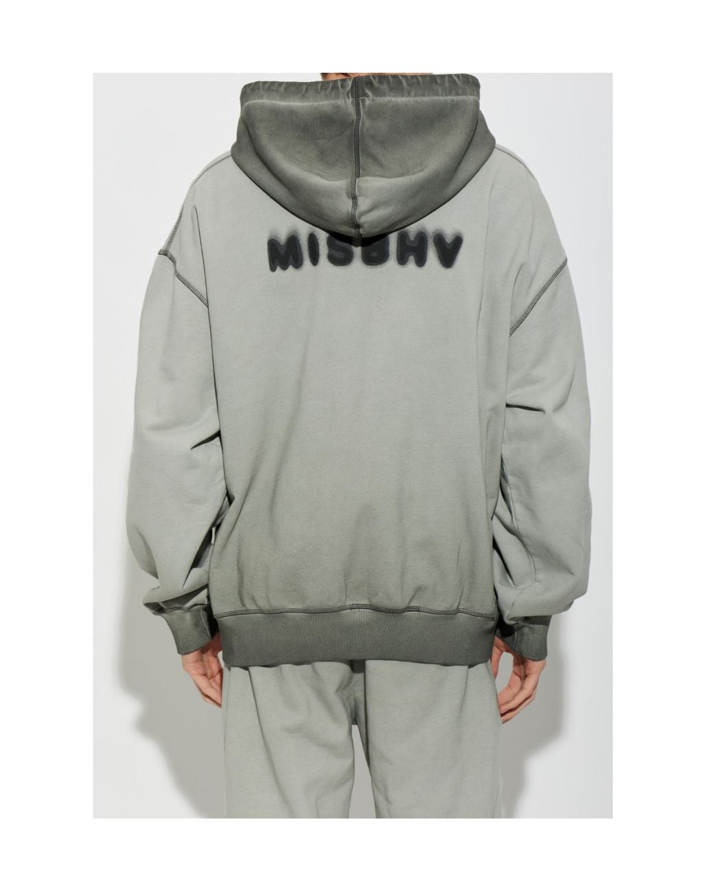 M I S B H V Gray Zip-Up Hoodie for men