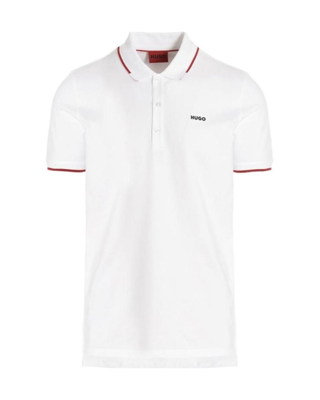 Boss White Hugo Slim-Fit Short-Sleeved Polo Shirt for men