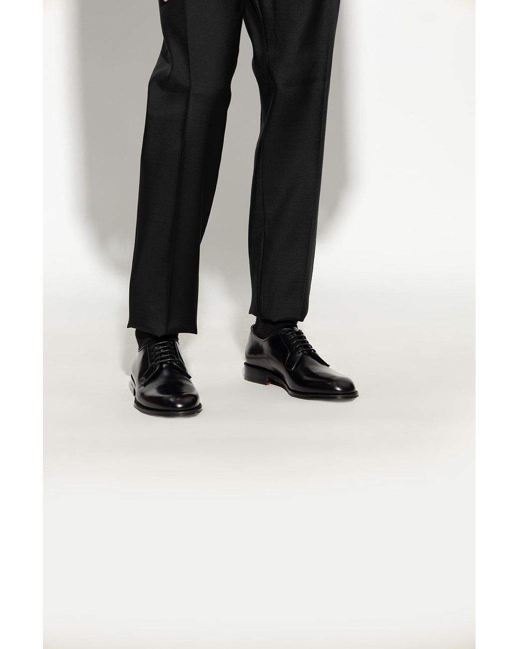 DSquared² Black Polished-Finish Lace-Up Derby Shoes for men
