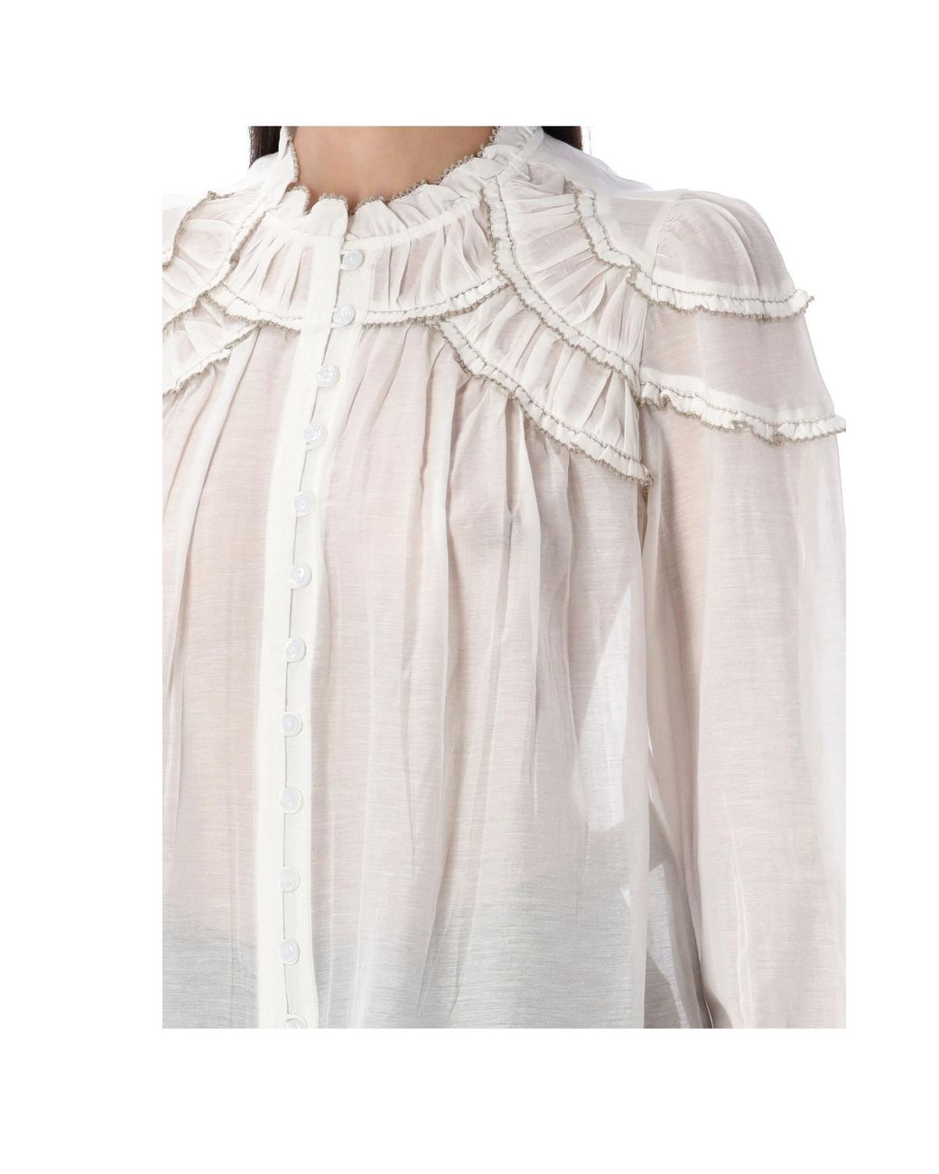 Isabel Marant White Étoile Christa Ruffled Blouse