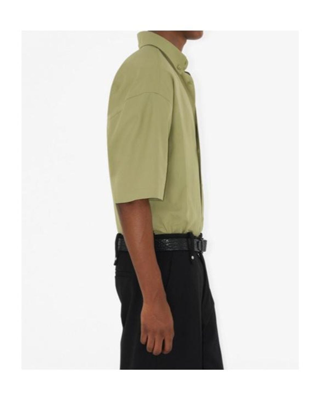 Burberry Green Logo-Embroidered Short Sleeved Poplin Shirt for men