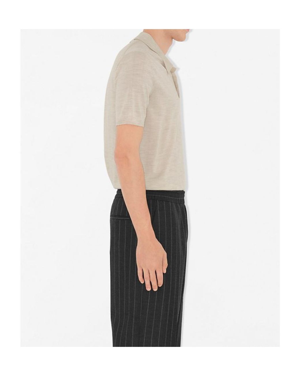 Burberry White Short-Sleeved Fin-Knit Polo Top for men