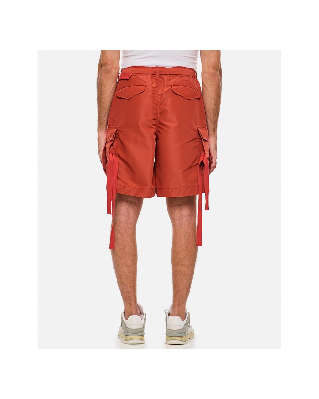 Sacai Red Belt Loop Shorts for men
