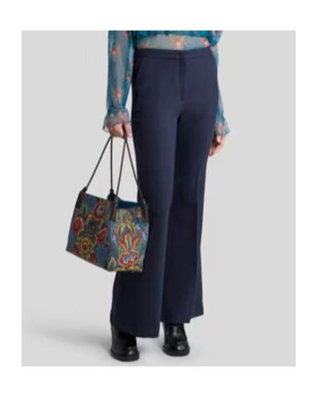 Etro Blue Flared Tricotine Trousers